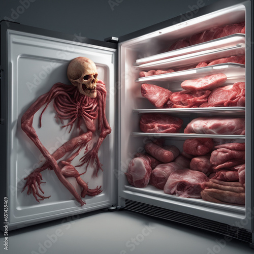 human meat in a fridge