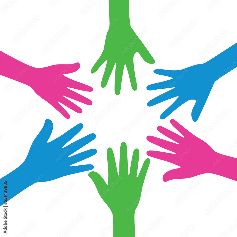 Pink, green, and blue colored hand icon, as the colors of the polysexual flag. LGBTQI concept. Flat design illustration. Pink, green, and blue colored hand icon, as the colors of the polysexual flag. LGBTQI concept. Flat design illustration.