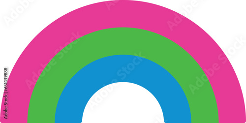 Pink, green, and blue colored rainbow icon, as the colors of the polysexual flag. LGBTQI concept. Flat design illustration. 