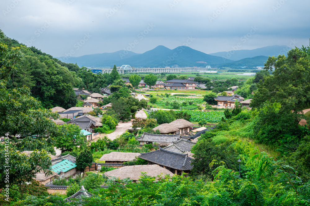 views of traditional yangdong village in gyeongju, south korea