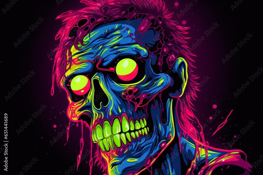 Zombie neon icon Zombie neon icon