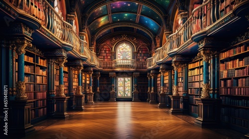 Luxury interior of an old library. ai generative