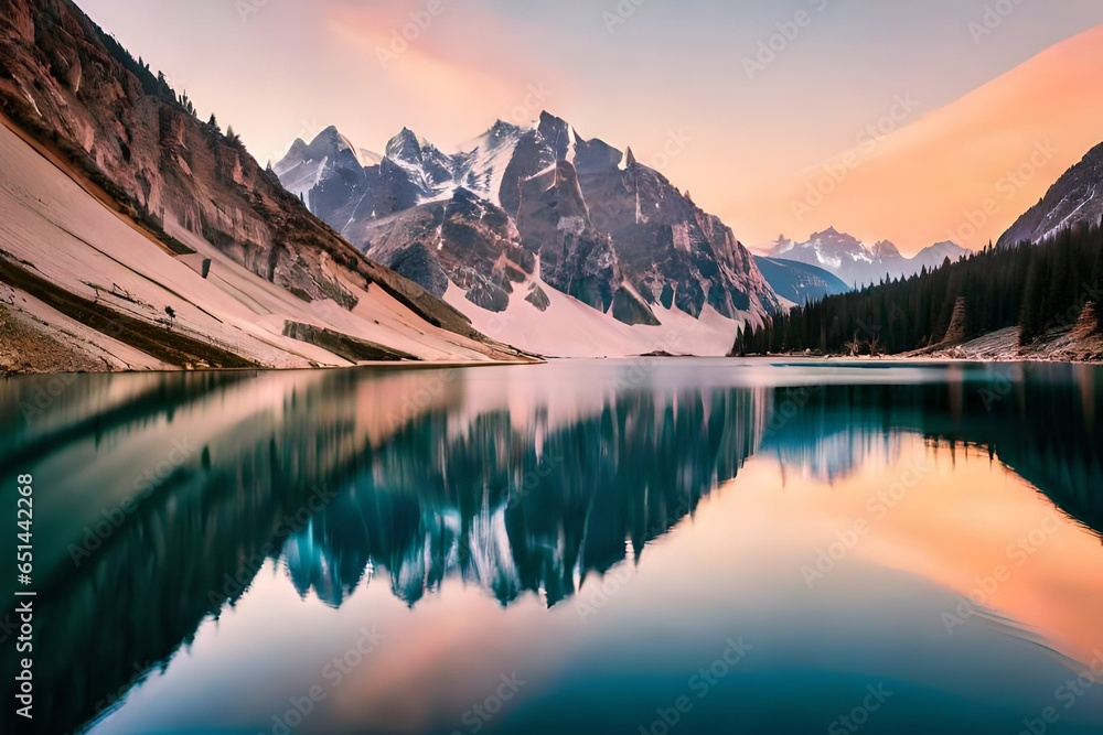 natures beauty reflected in tranquil mountain waters