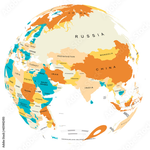 Canvas-taulu Detailed World Map globe every Countries