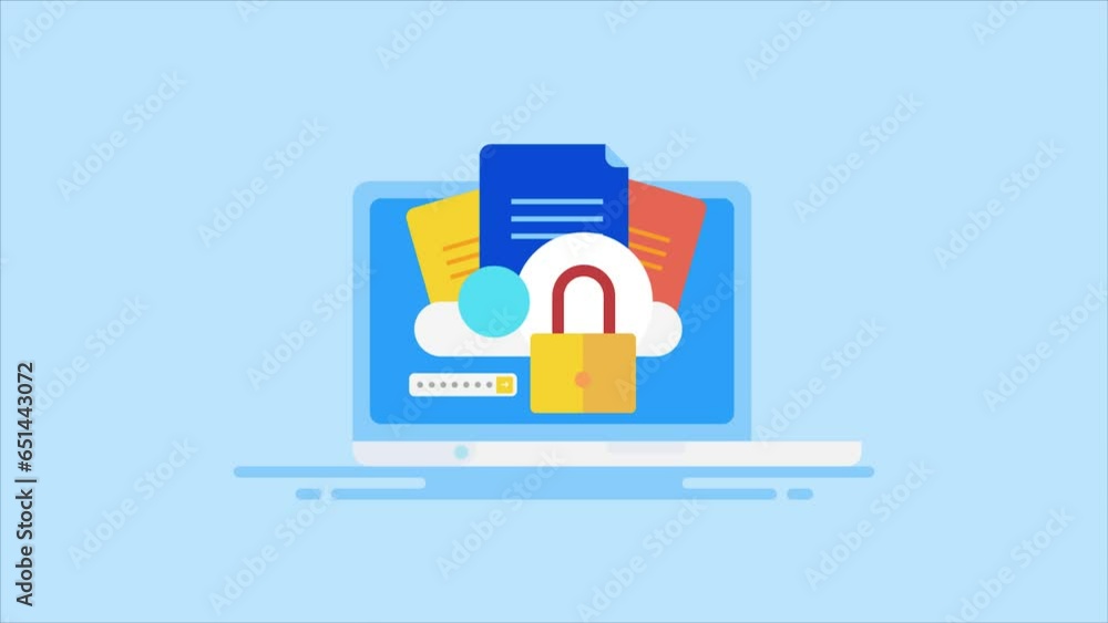 Encrypted document on secure cloud data storage protected with passcode, cyber security and data protection internet technology, video animation. Encrypted document on secure cloud data storage protected with passcode, cyber security and data protection internet technology, video animation.