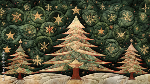 Needlework Quilted Christmas design created with Generative AI technology