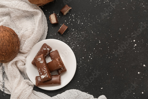 Plate with tasty chocolate ...