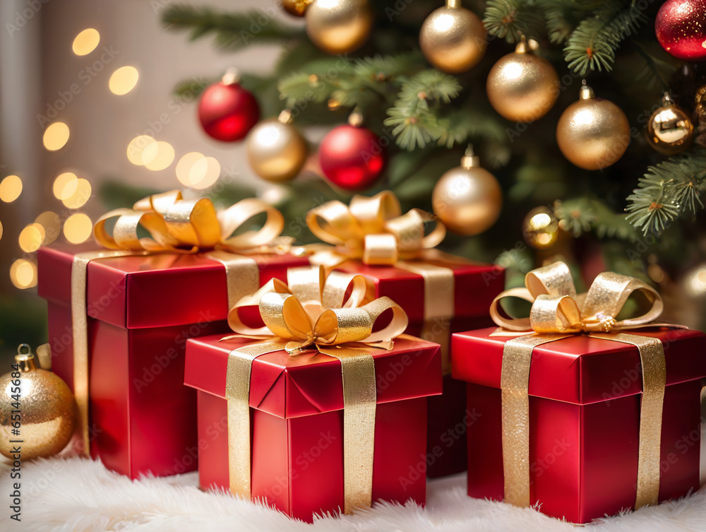 christmas tree with gift boxes. festive christmas tree with red gift boxes christmas tree with gift boxes. festive christmas tree with red gift boxes