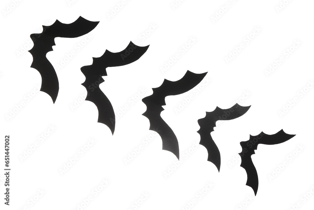 Fototapeta premium Paper bats for Halloween party on white background