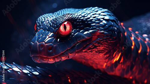 cinematic angry cobra snake glowing scales, with generative ai © Hiro