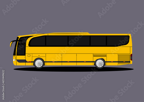 Vector illustration of side view of yellow passenger tourist bus.
