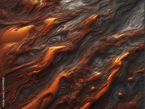 Vibrant Macro Shot of a Majestic Black and Orange Substance - Close Up Abstract Photography