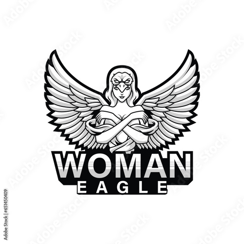 Eagle woman mascot logo illustration. photo