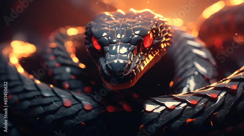 cinematic angry cobra snake glowing scales, with generative ai