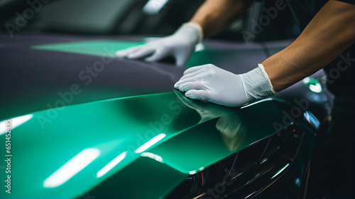 The process of wrapping a car with chameleon colored © UsamaR