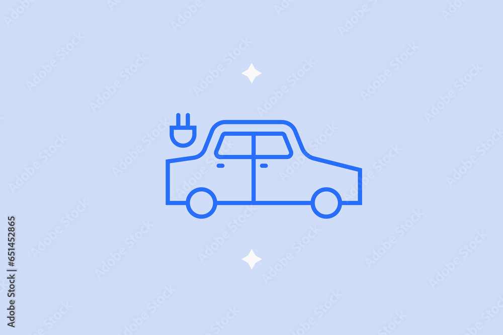 Geometric electrocar illustration in flat style design. Vector illustration. Duotone blue color. Geometric electrocar illustration in flat style design. Vector illustration. Duotone blue color.