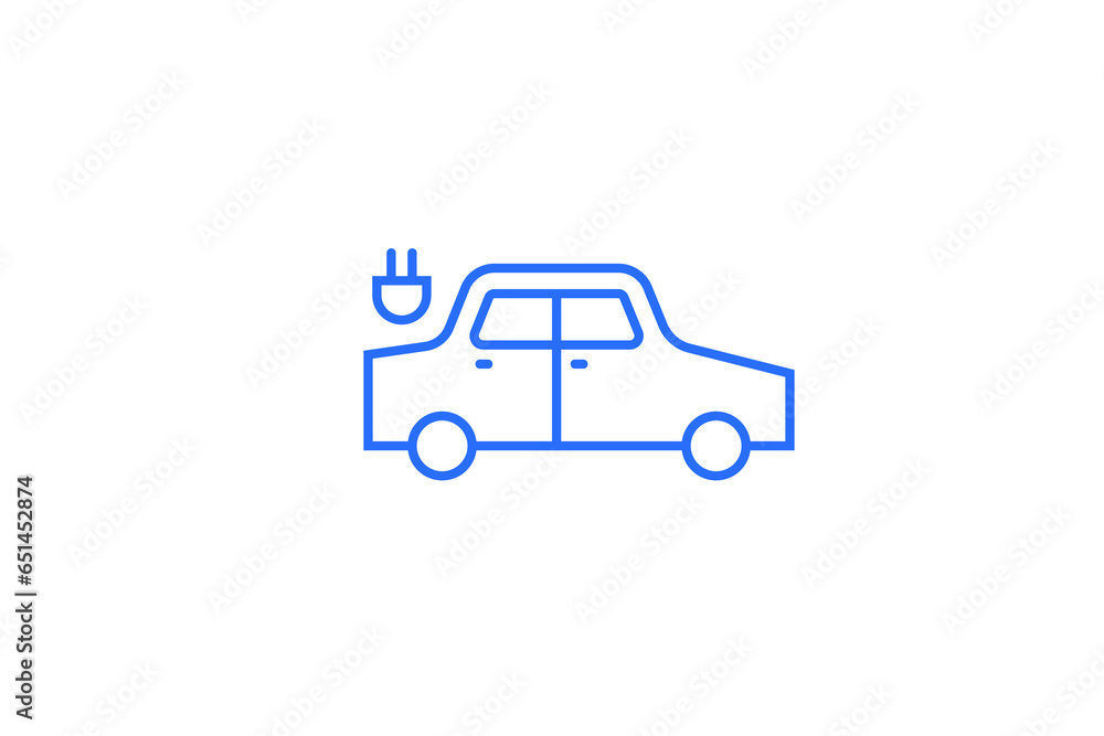 Isolated Geometric electrocar  illustration in flat style design. Vector illustration. Duotone blue color.