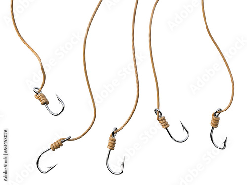 Scam concept. Fishing hook on the rope. 3d illustration