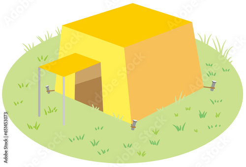 レジャー　キャンプで使うテントのシンプルイラスト2