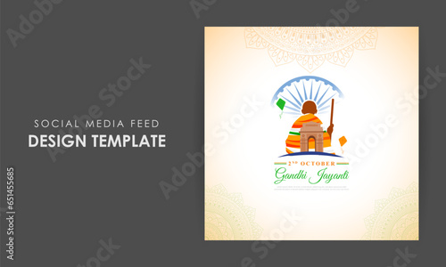 Wallpaper Mural Vector illustration of Happy Gandhi Jayanti social media feed template Torontodigital.ca