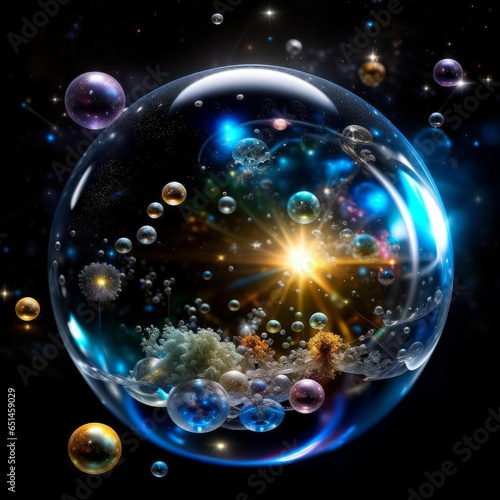Space and stars in a soap bubble.