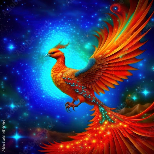 Firebird against the background of stars. © 0635925410