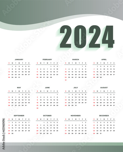 vector calendar 2024 new year bannertemplate design illustration photo