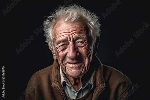 An elderly gentleman is smiling contentedly in a portrait. © JKLoma