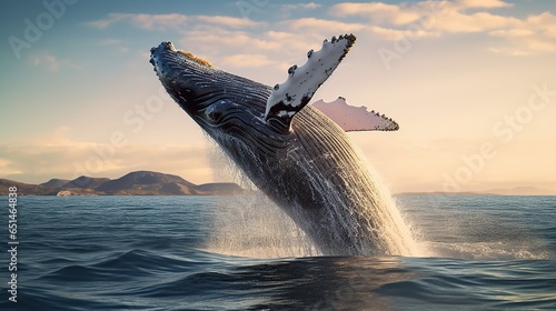 whales are jumping on the surface of the sea water