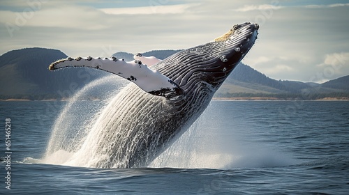 whales are jumping on the surface of the sea water © dedy