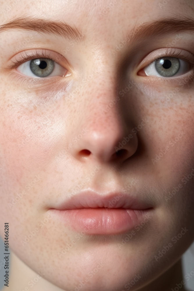 close-up photo of pretty white woman, skin texture, blemish pores imperfections.generative ai close-up photo of pretty white woman, skin texture, blemish pores imperfections.generative ai