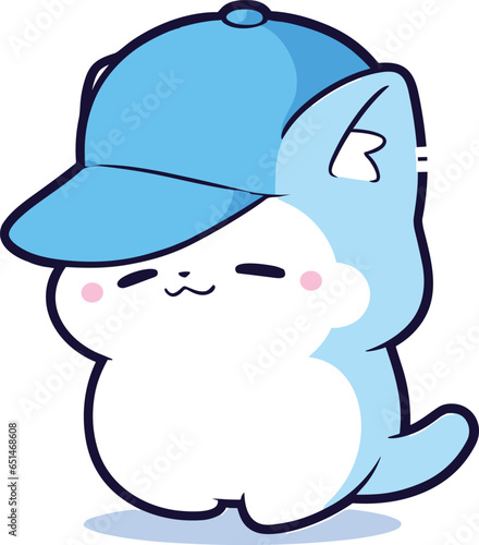 Billede på lærred Smurf Cat, Blue Cat in a Blue Cap