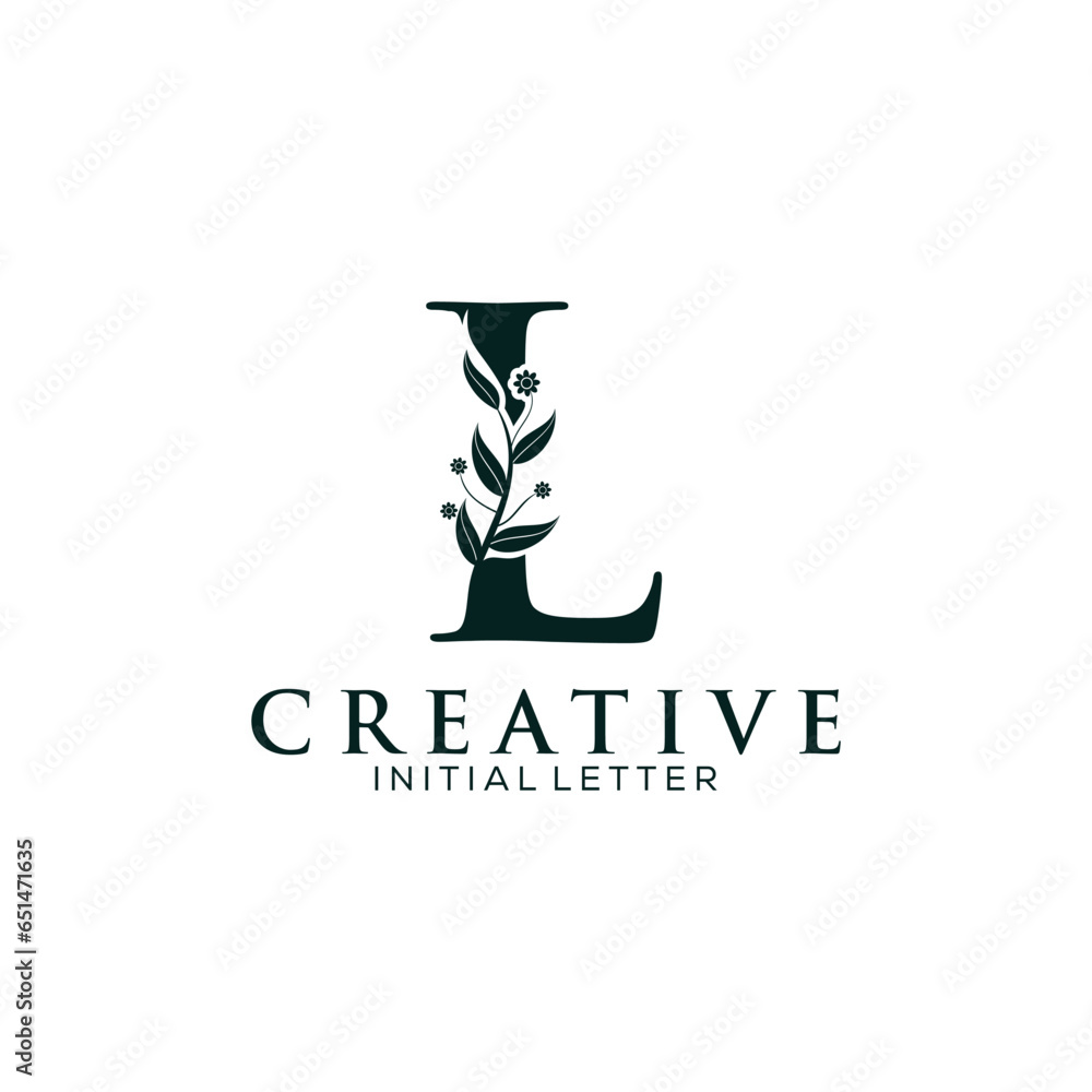 Initial Letter L and Floral Logo vector, Botanical Minimalistic Letter Feminine Logo design template Initial Letter L and Floral Logo vector, Botanical Minimalistic Letter Feminine Logo design template