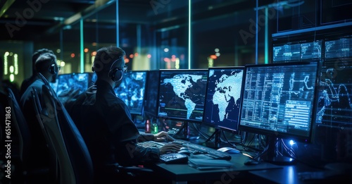 cybersecurity professionals in an advanced analysis chamber, unraveling complex codes