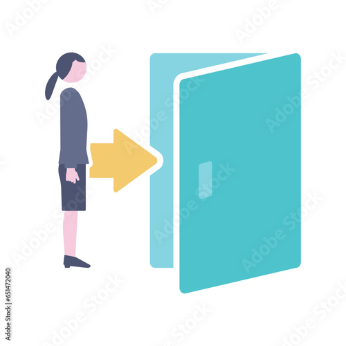 面接で入室する女性