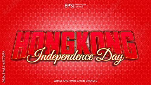hongkong editable text effect with hongkong flag pattern suitable for poster design about holiday, Feast day or hongkong independence day moment