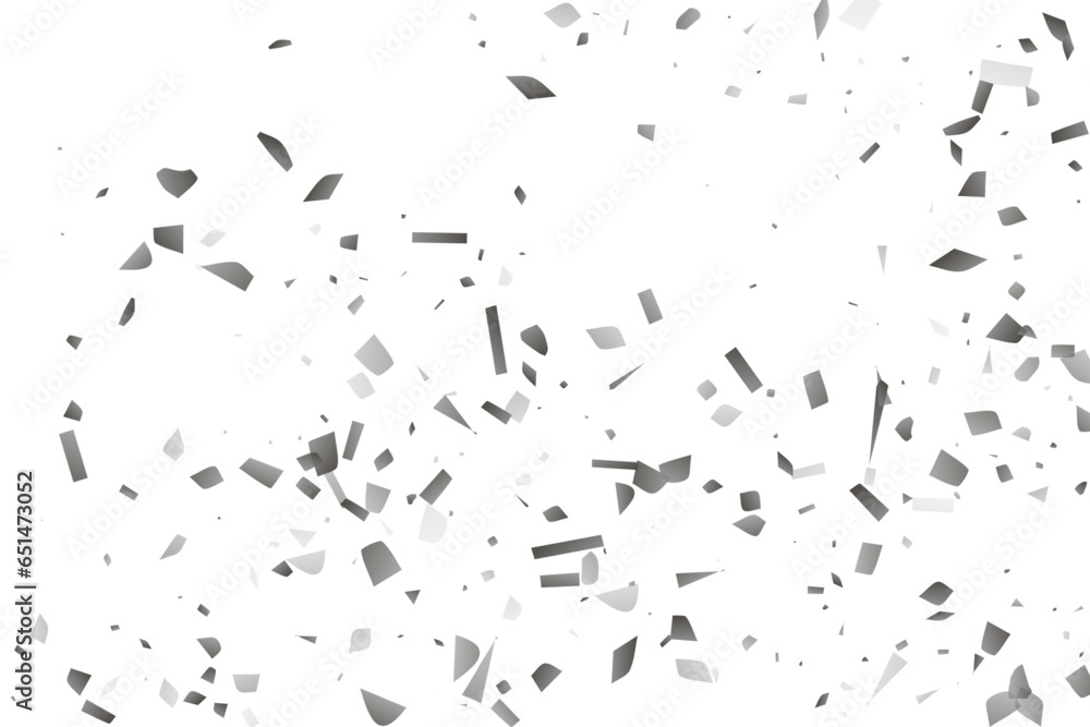 Obraz premium Silver glitter confetti on a white background. Decorative element.
