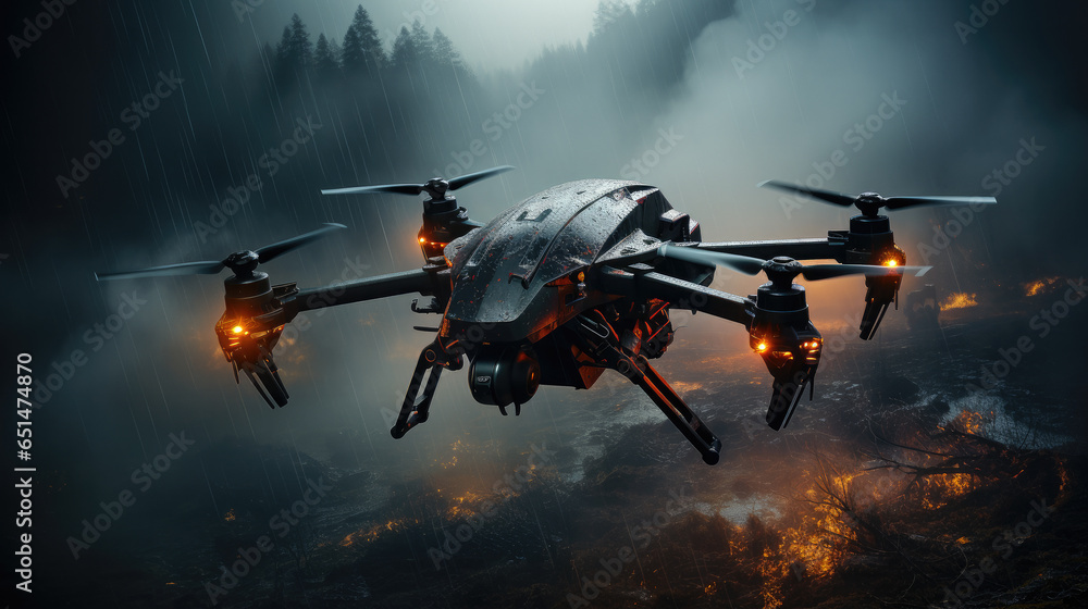 war drone in an modern conflict created with Generative AI technology