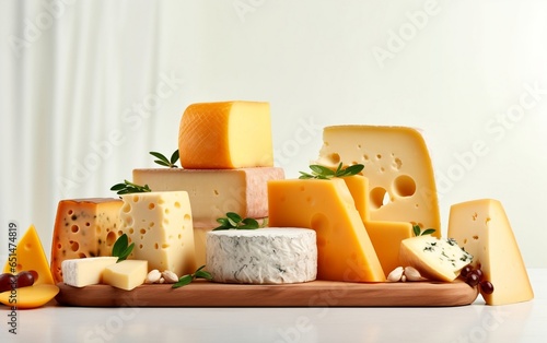 Varieties of Cheese in Natural Hues: Minimalistic and Bright