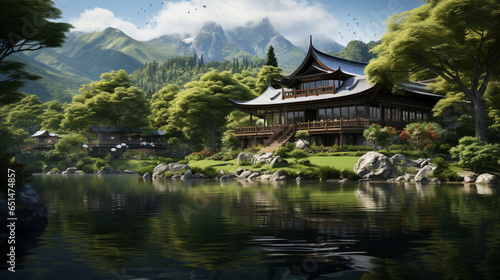 Mountain Meditation Retreat: Tranquil Lakes and Peaceful Monks