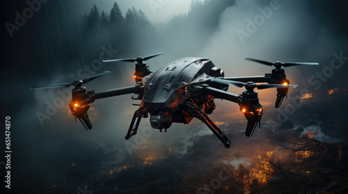 war drone in an modern conflict created with Generative AI technology