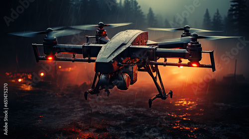 war drone in an modern conflict created with Generative AI technology © Robert Herhold