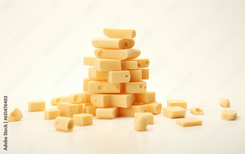 Minimal Stack of Sliced Swiss Cheese on a Small Surface. Generative AI