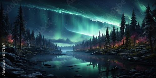 Arctic Night  Stunning Northern Lights Illuminate the Sky