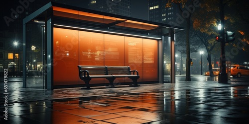 Mockup of blank advertising light box on the bus stop