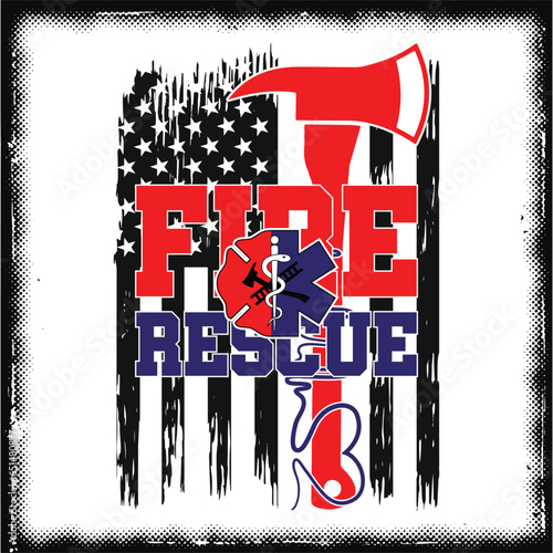 Firefighter EMS, fire rescue, EMT paramedic, white and black t shirt designs