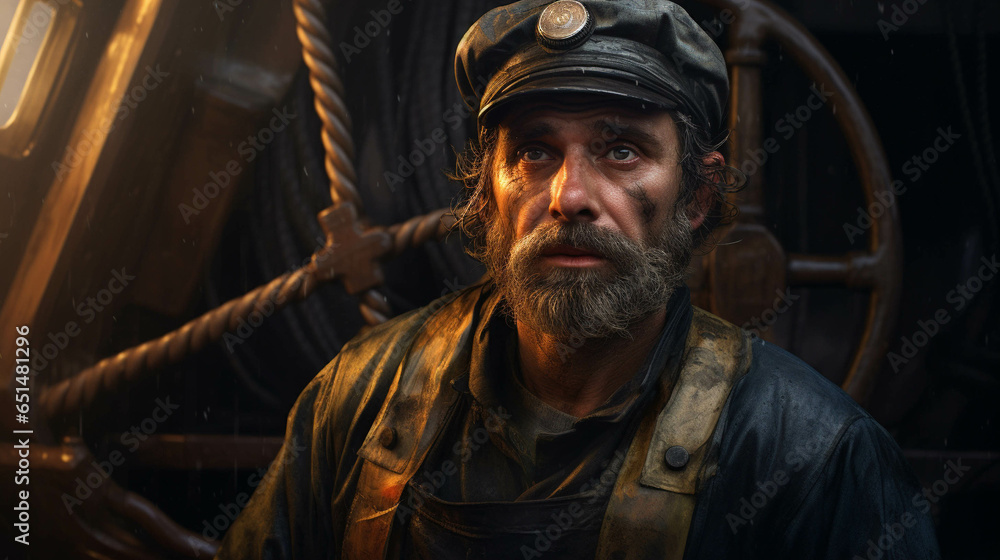 Seaman working. Generative AI. Seaman working. Generative AI.