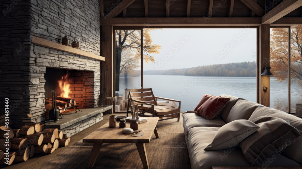 Rustic Lakeside Cabin Lounge Inspired by rustic lakeside cabins ...