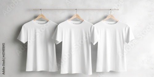 White t - shirts with copy space on gray background