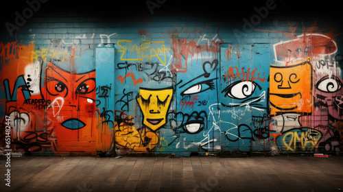 creative graffiti wall in modern colors created with Generative AI technology